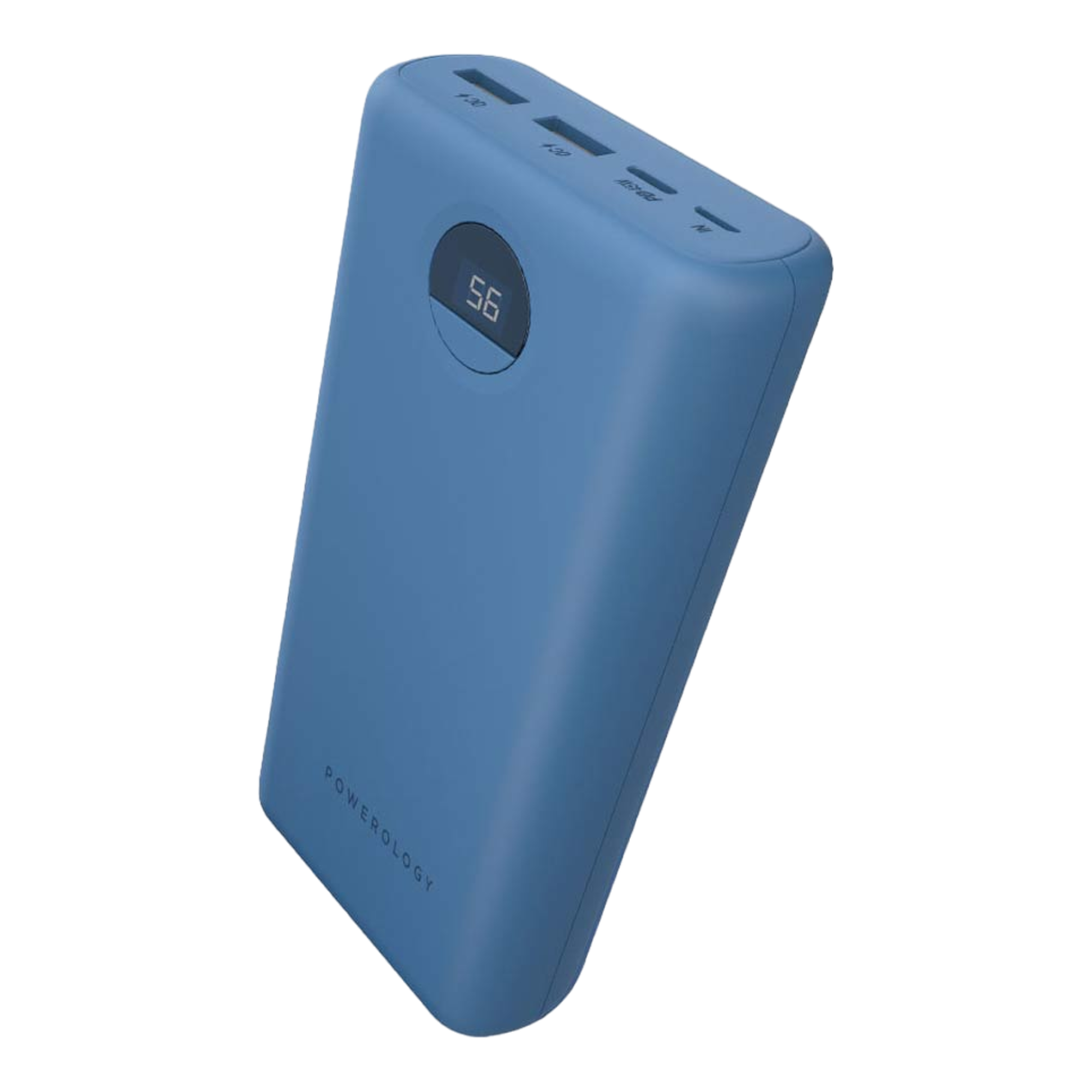 Powerology 20000mAh Compact Power Bank 30W PD & QC3.0 USB-A and USB-C Power Bank Blue - alAsil